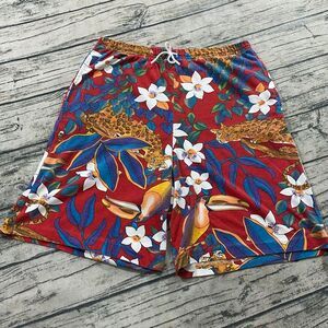 Vtg‎ 70s 80s Hippie Floral Drawstring AOP Art Wear Leopard Tucan Beach Vacation